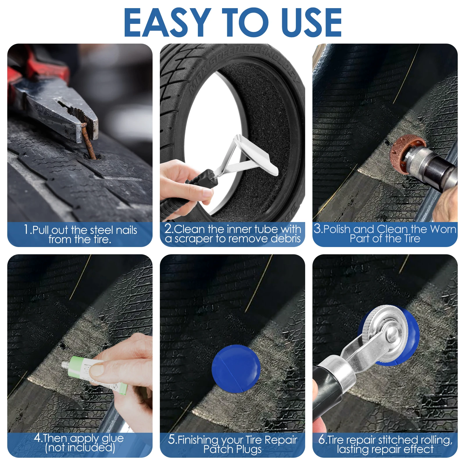33Pcs Tire Patch Kit with Roll - Heavy Equipment Scraper recension och pris